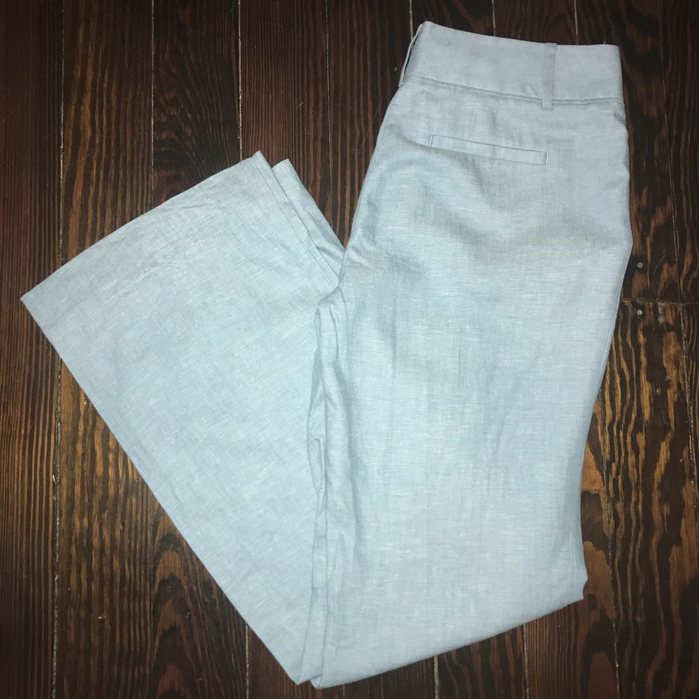 Ann Taylor LOFT Blue Linen Marisa Trousers Size 4